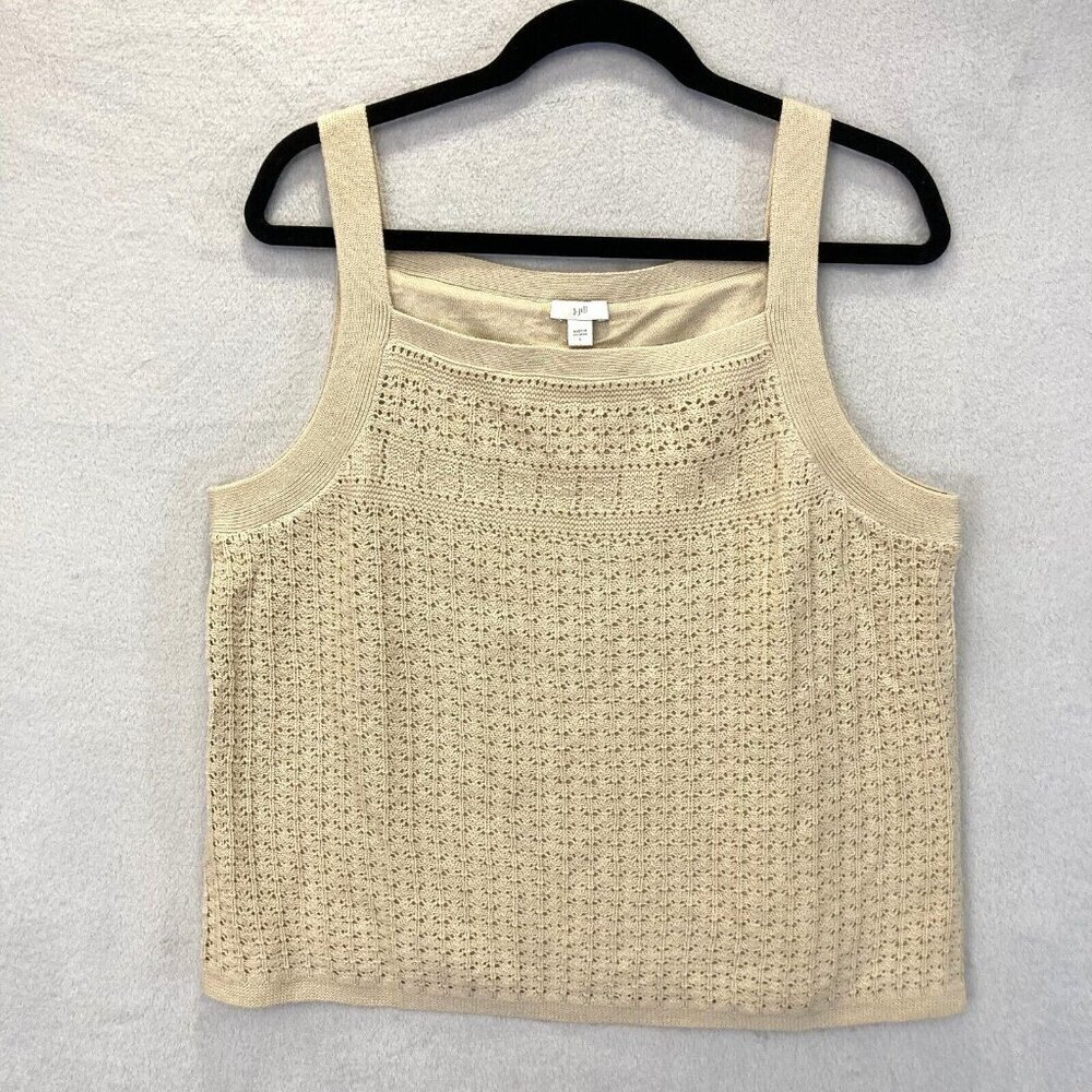J. Jill Coastal Knit‎ Tank Top Women's Size Large L Beige Oatmeal Boho Textured